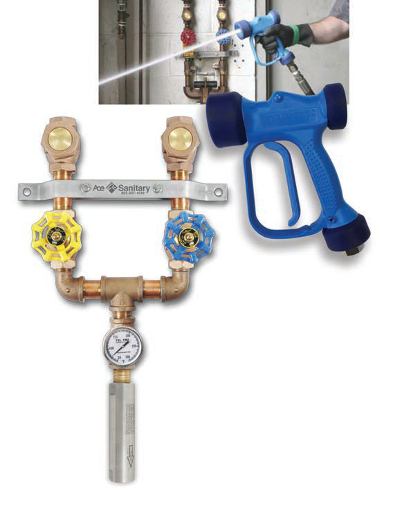 Ace Sanitary washdown station with spray gun